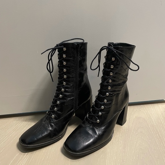 L’intervalle Malmo black leather lace up boots - Picture 2 of 8